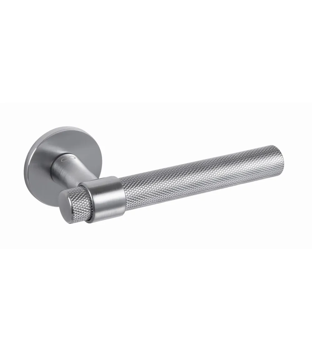 Satin Chrome Door Handle Line GHOST Round - designer handle
