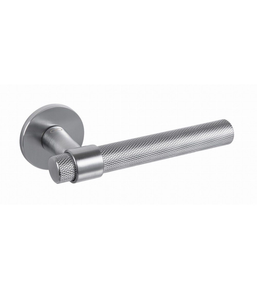 Satin Chrome Door Handle Line GHOST Round - designer handle