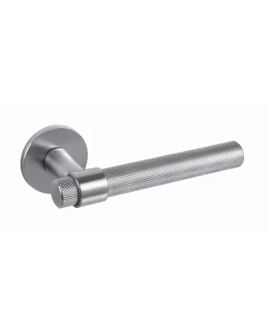 Satin Chrome Door Handle Line GHOST Round - designer handle