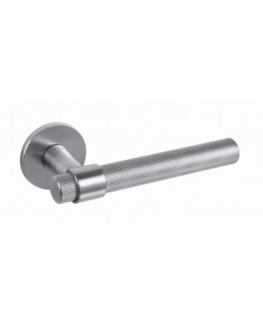 Satin Chrome Door Handle Line GHOST Round - designer handle
