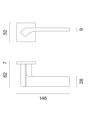 Anthracite BERGERIA door handle with dimensions