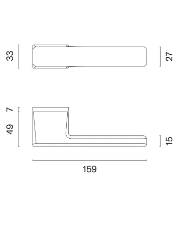 Black BRISA door handle with dimensions