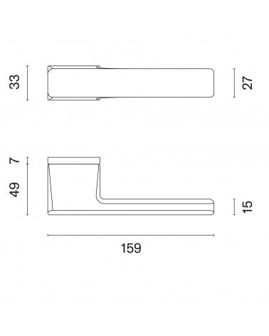 Satin chrome BRISA door handle with dimensions
