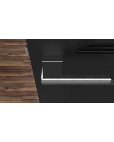 Polished chrome BRISA design door handle top view fitted on a door
