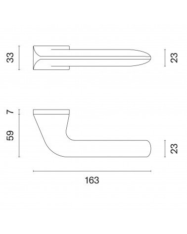 Polished gold GLADIOLA door handle with dimensions