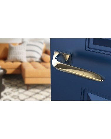 GLADIOLA door handle design handle colour 3 angled top view mounted on a door
