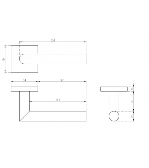 Stainless steel door handle KVADRAT 1701 designer handle