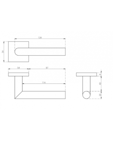 KVADRAT 1701 door handle with dimensions