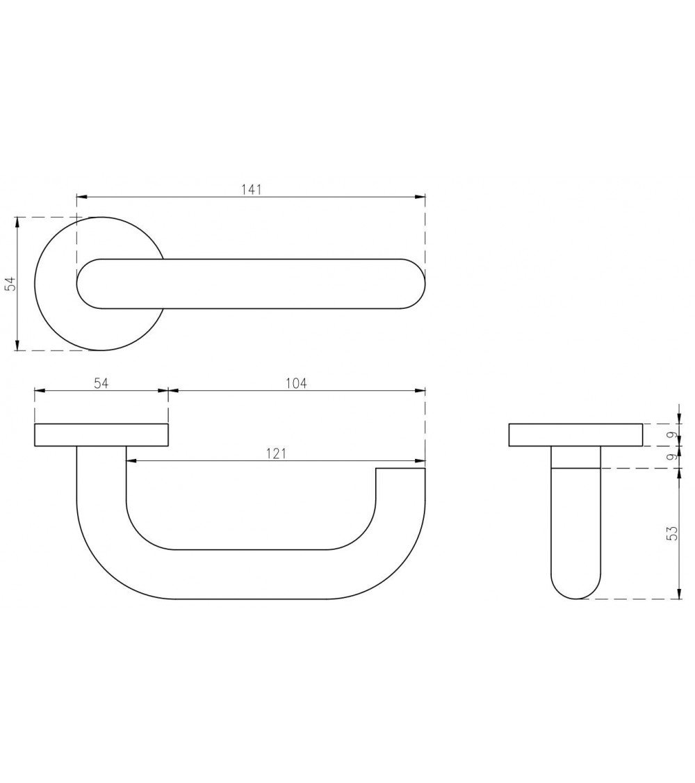 Stainless steel door handle KVADRAT 1704 designer handle