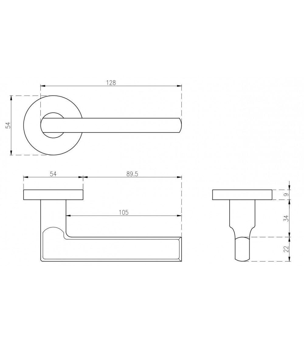 Stainless steel door handle OVAL 1702 designer handle