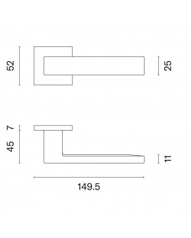 PINA door handle with dimensions