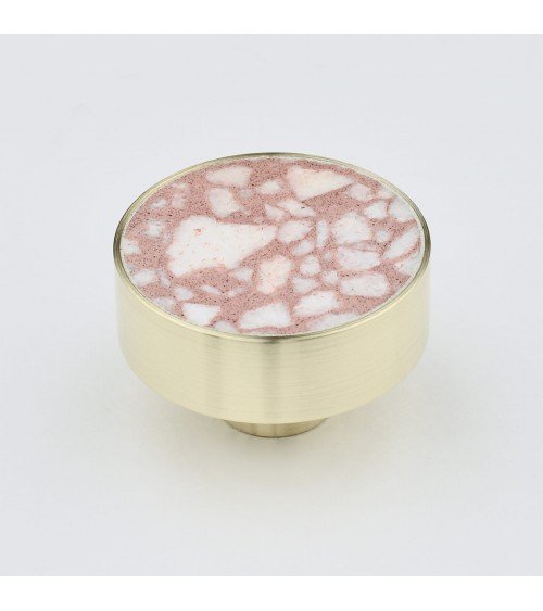 Brass and Pink Terrazzo Furniture Knob designer handle large model