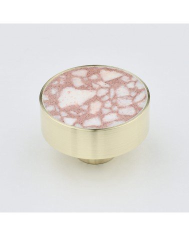 Brass and Pink Terrazzo Furniture Knob designer handle large model