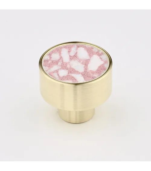 Brass and Pink Terrazzo Furniture Knob designer handle
