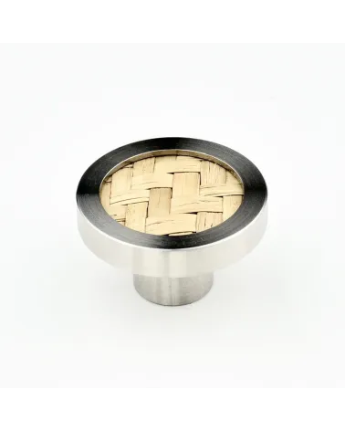 Stainless steel furniture knob with seagrass designer handle