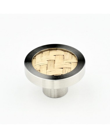 Stainless steel furniture knob with seagrass designer handle