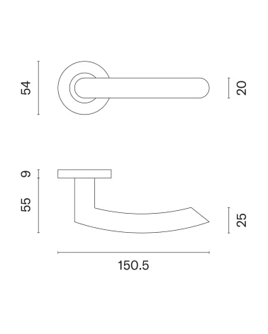OVAL 1707 classic door handle with dimensions