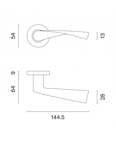 OVAL 1708 contemporary door handle with dimensions