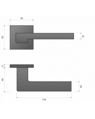 ASTRA door handle with dimensions