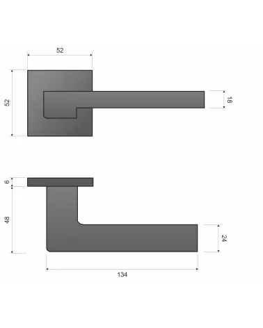ASTRA door handle with dimensions