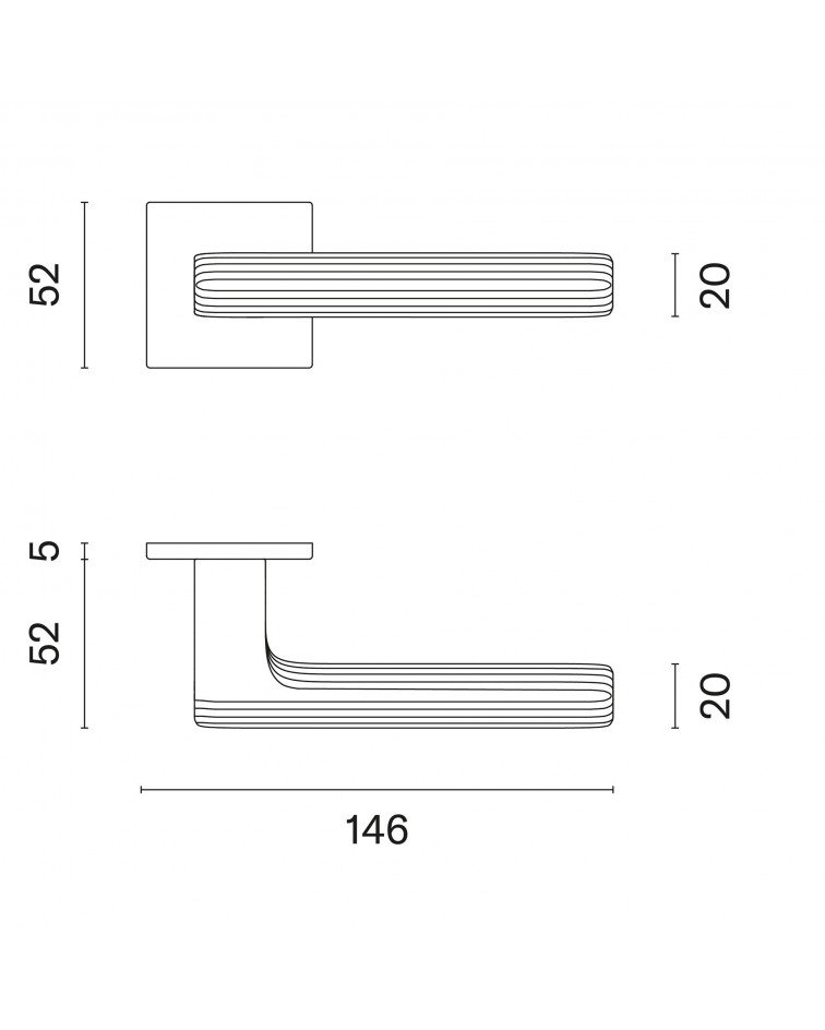 LARICE zamak door handle with dimensions