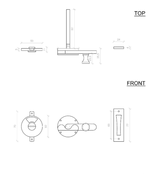 copy of Retro WC Door Bolt Hook - Design Handle