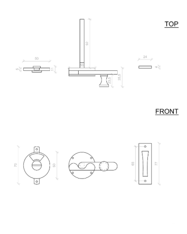 copy of Retro WC Door Bolt Hook - Design Handle
