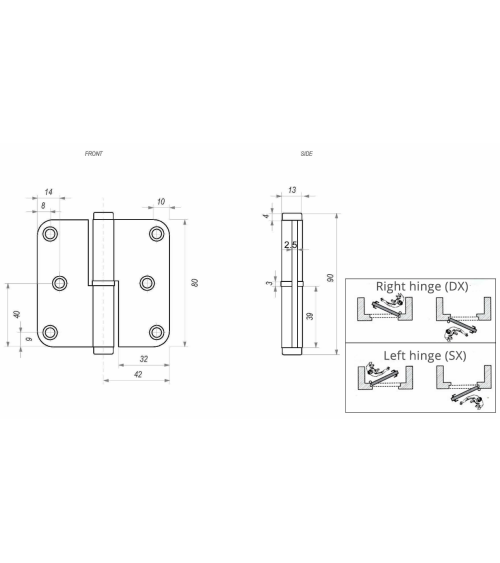 Iron Hinge 80*80 - Designer Handle