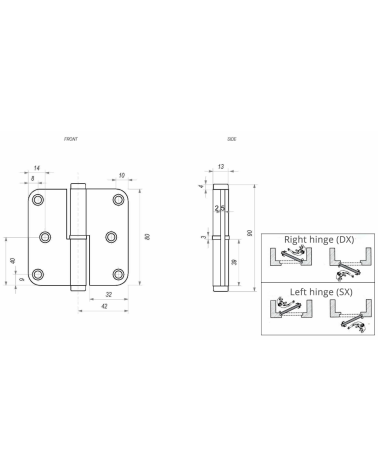 Iron Hinge 80*80 - Designer Handle