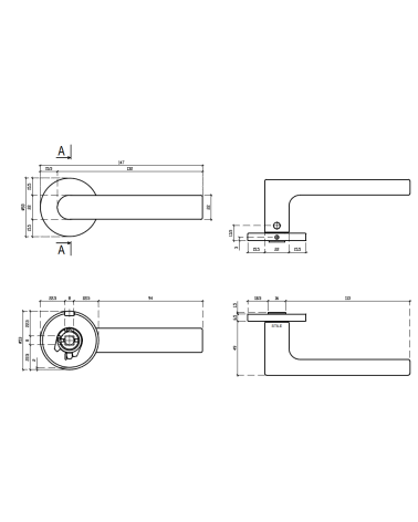 REWA Door Handle with Dimensions