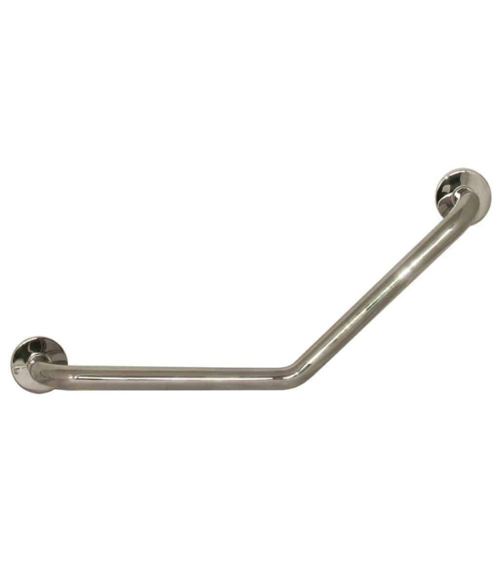 Chrome angled bath support bar - designer handle