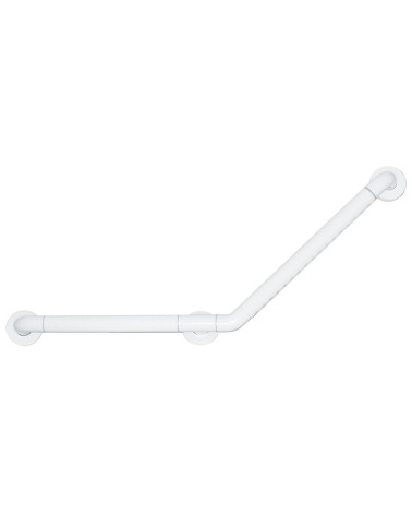 White angled bath support bar - designer handle
