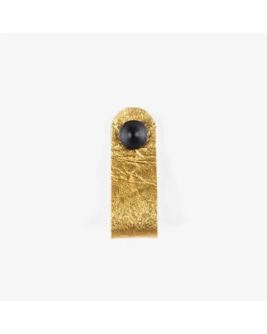 Gold pineapple leather furniture knob - designer handle