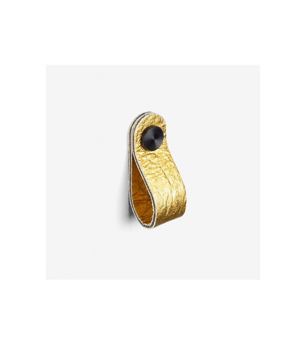 Gold pineapple leather furniture knob - designer handle