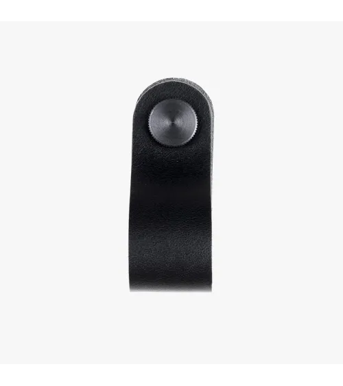 Black natural leather furniture knob - designer handle