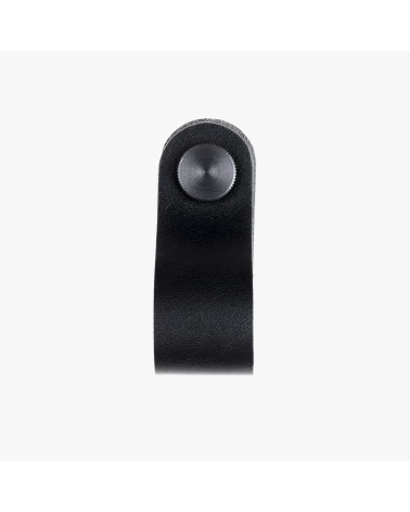 Black natural leather furniture knob - designer handle