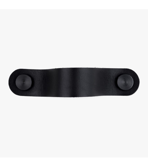 Black natural leather furniture handle - designer handle