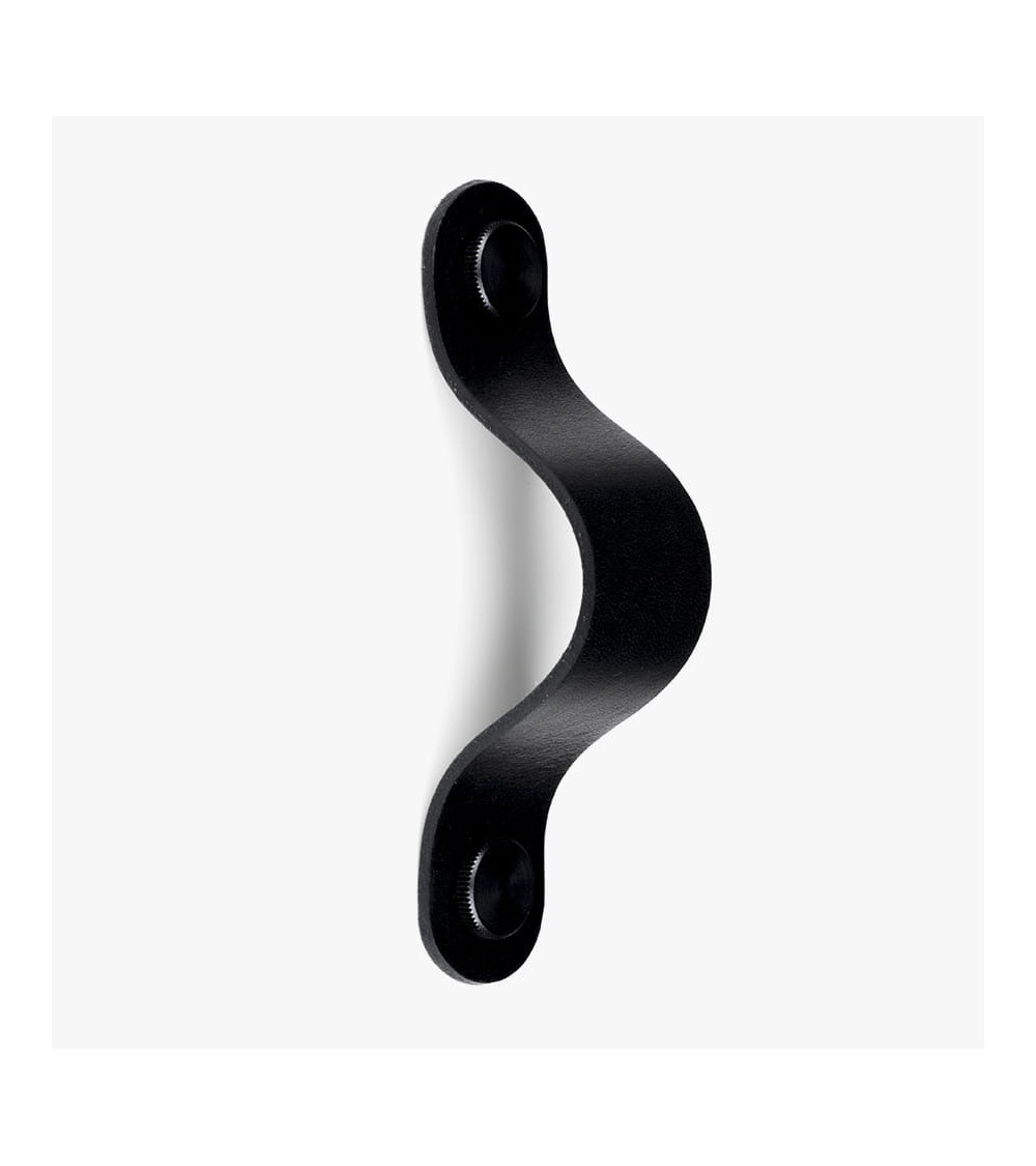 Black natural leather furniture handle - designer handle