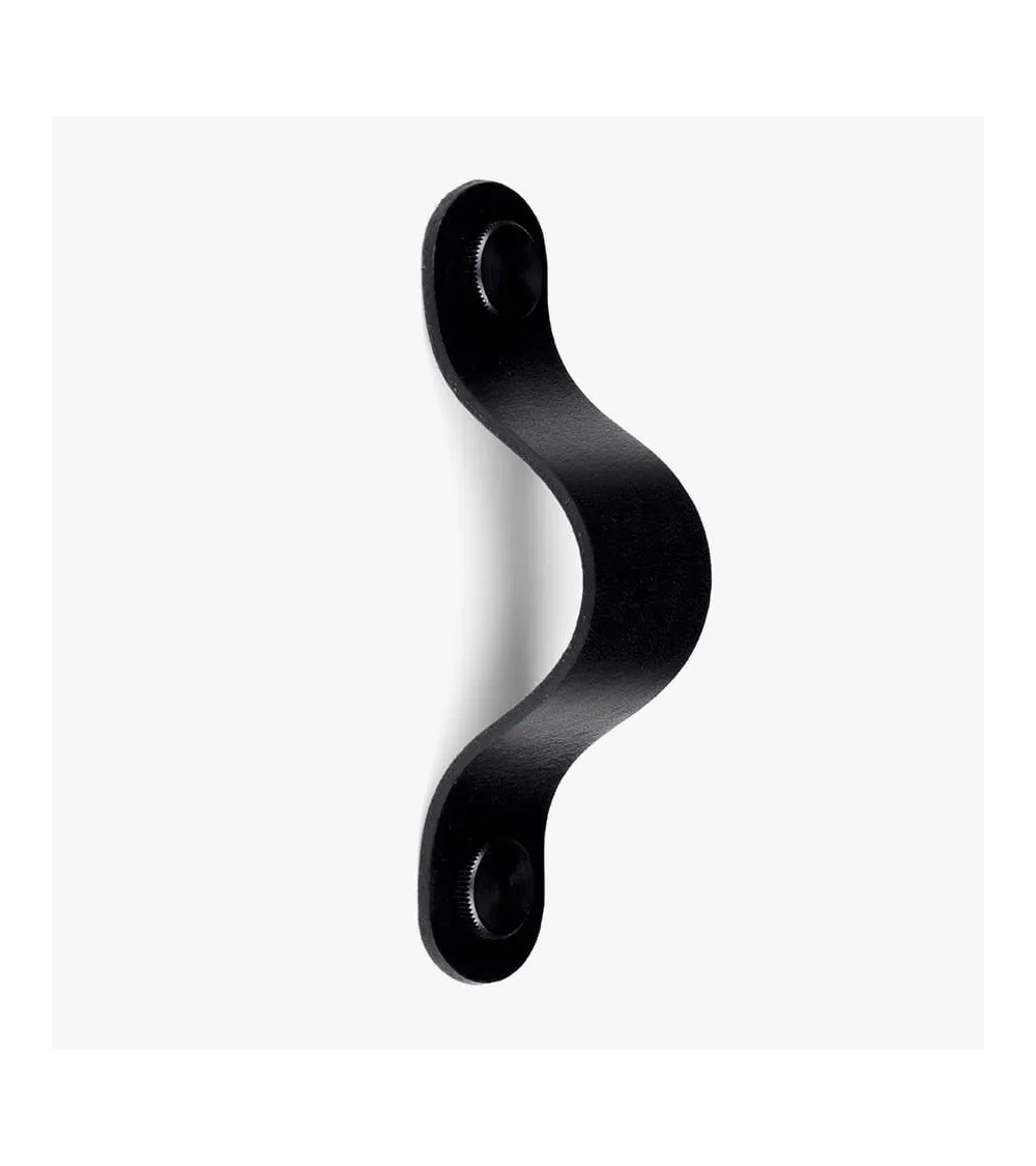 Black natural leather furniture handle - designer handle