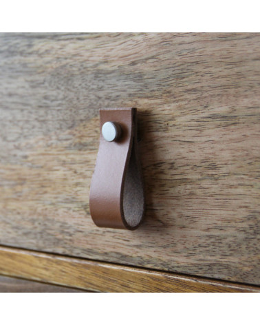 Natural leather furniture knob - designer handle