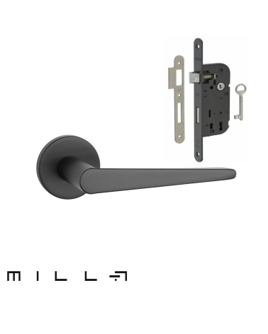 Black door handle and black bedroom key lock