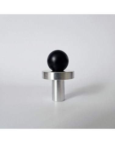 Black/polished chrome furniture knob POLA designer knob front view