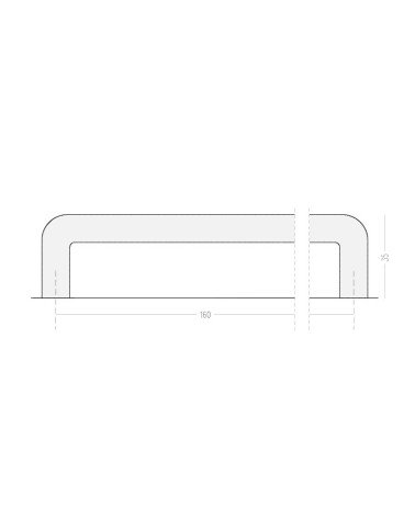 ISA brushed brass furniture handle with measurement