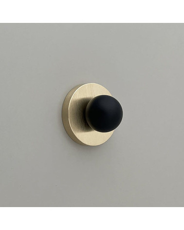 MONA matt gold/black furniture knob designer handle slightly tilted front view