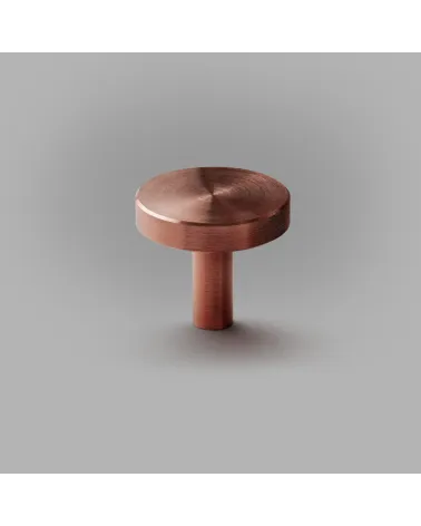 Brass NENA M furniture knob, designer handle placed on a flat surface