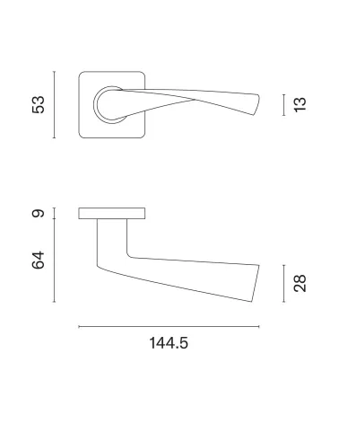 Contemporary KVADRAT 1708 door handle with dimensions