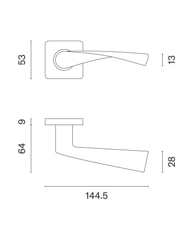 KVADRAT 1708 stainless steel design door handle with dimensions