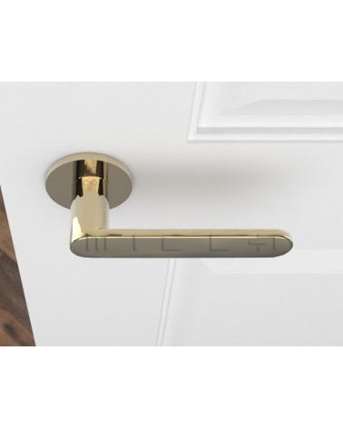 Line Venus zamak design door handle colour 1 top view mounted on a door