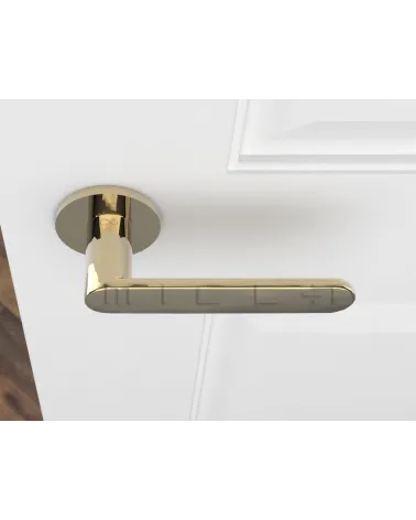 Line Venus zamak design door handle colour 1 top view mounted on a door
