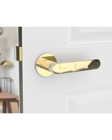 Line Venus zamak design door handle colour 1 mounted on a door